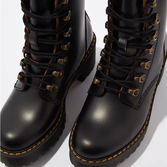 DR MARTENS LEONA WOMEN'S VINTAGE SMOOTH LEATHER HEELED BOOTS SIZE